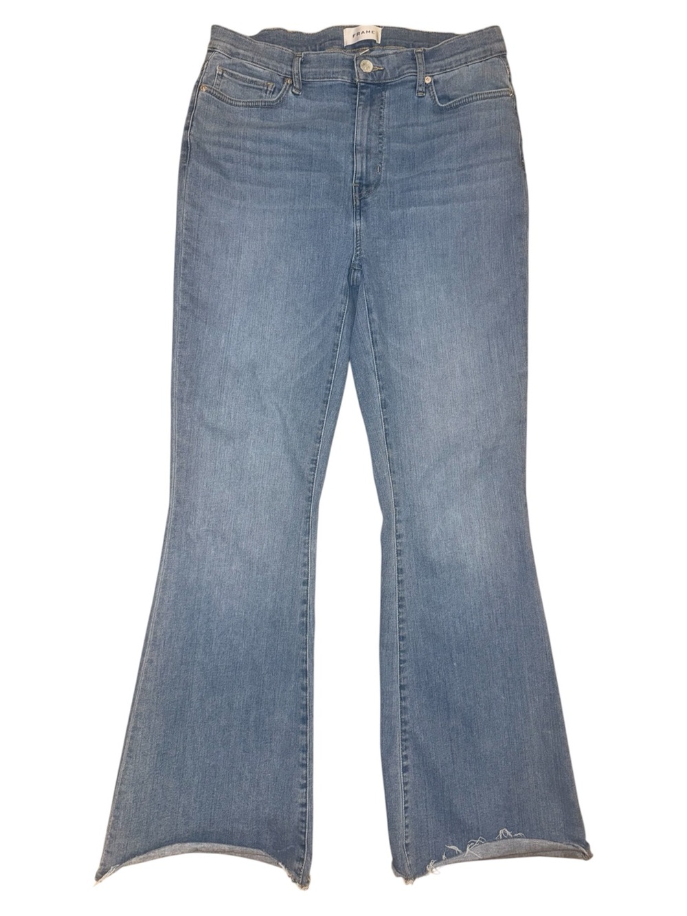 FRAME Le High Flare Jeans Size 31 Wilson Raw After High Rise Raw Hem